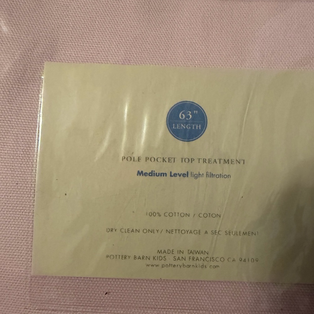 Pottery Barn Kids Pink 63x44 Sailcloth Panel Pole Pocket Pair - Picture 5 of 5